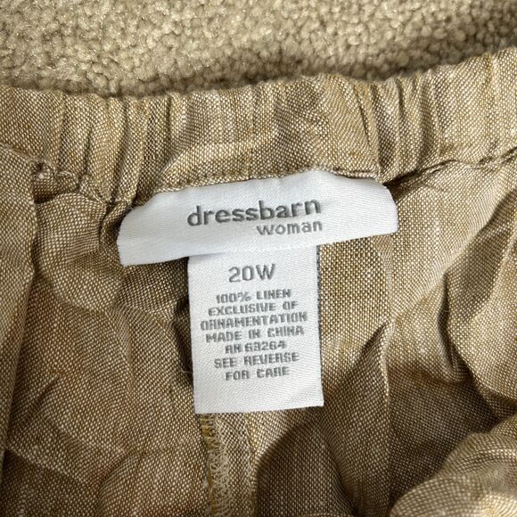 dressbarn 100% Linen Capri Embellished Beaded Legs Pants Pull On Size 20w Beige‎ - Picture 2 of 13